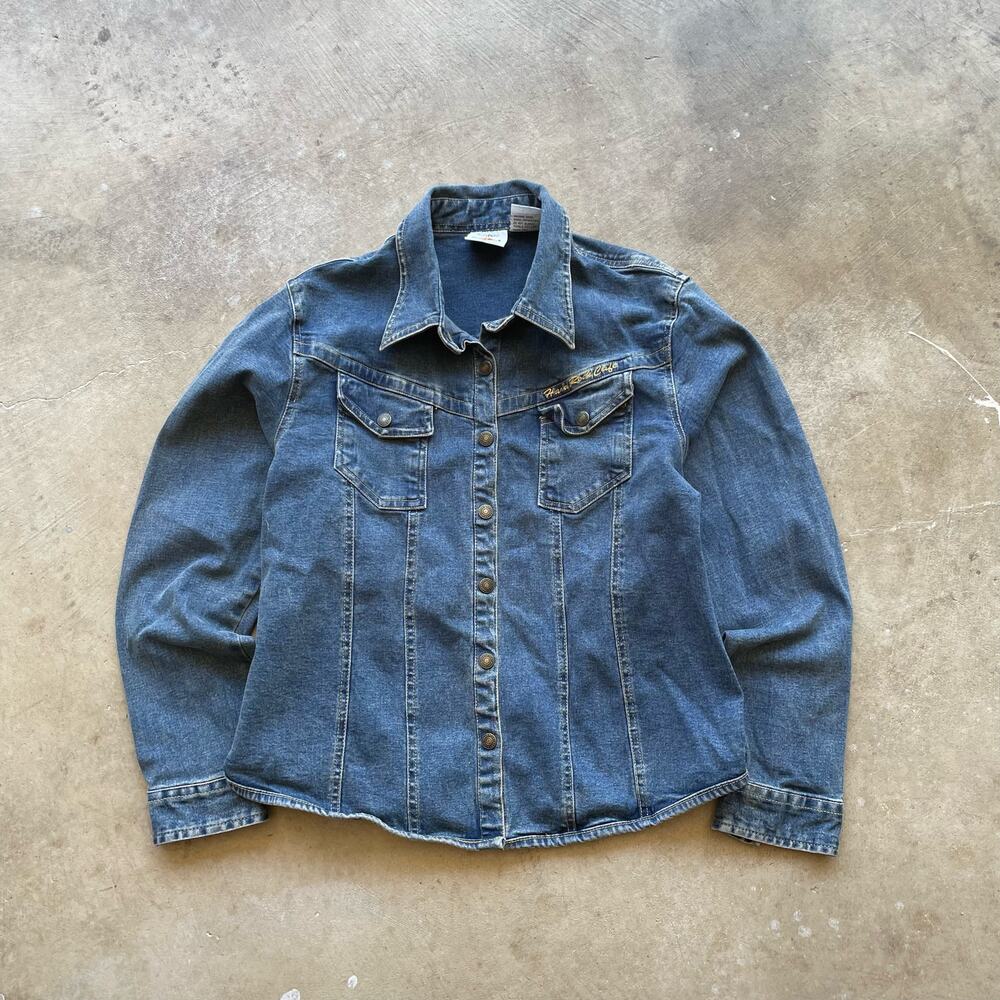 VINTAGE HARD ROCK CAFE COTTON DENIM JACKET WOMENS SMALL